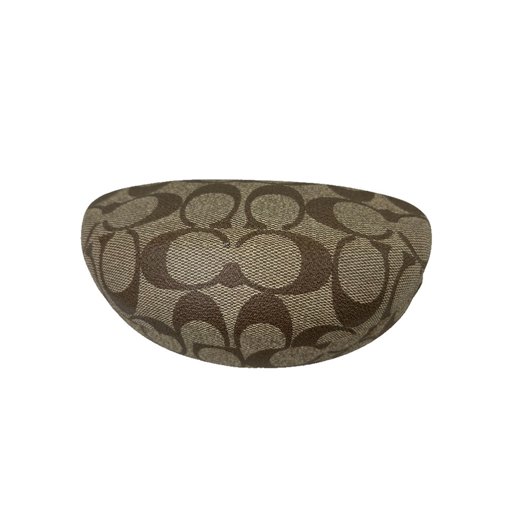 COACH Monogram Brown Hard Clamshell Eye Glass Case Glasses Sunglasses